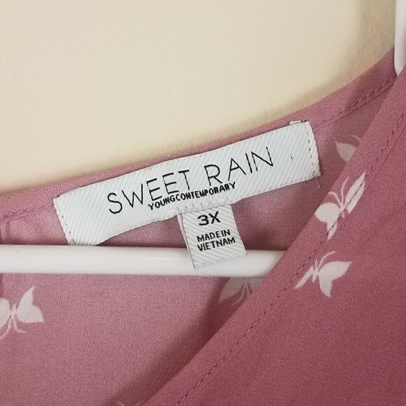 Sweet Rain Pink Butterfly Print Blouse - Picture 6 of 10